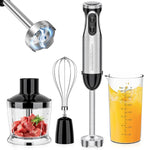 Bonsenkitchen 4-in-1 Immersion Blender Handheld, 20 Speeds Hand Blender with Turbo Mode, Stainless Steel Blade, Egg Whisk, Beaker & Chopper Bowl, Stick Mixer for Soup, Smoothie, Puree, Baby Food