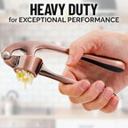 Zulay Kitchen Premium Garlic Press - Durable Garlic Masher with Soft, Easy to Squeeze Handle - Garlic Mincer Tool - Sturdy Easy to Clean Garlic Crusher (Copper)