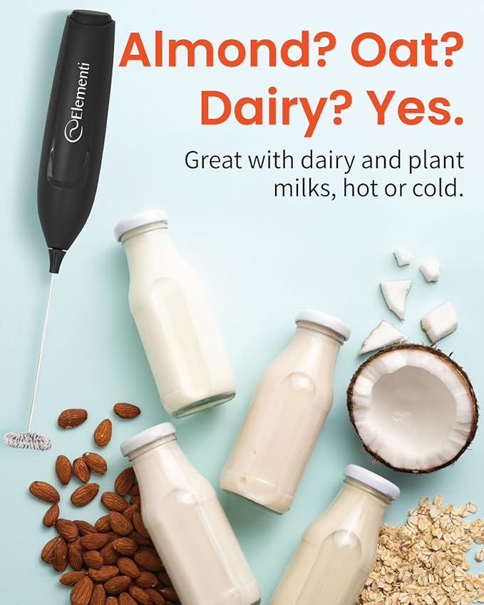 Elementi Powerful Frother Wand – Lightweight Milk Frother & Drink Mixer Handheld, Matcha Whisk for Dreamy Lattes, Powerful Coffee Mixer Wand & Blender Stirrer - Make Creamy Cappuccinos at Home (Teal)