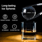 Clear Ice Cube Maker, 2.5 Inch Stainless Steel Crystal Large Clear Ice Ball Maker, Silicone Ice Cube Mold for Cocktails, Drinks & Bourbon, Whiskey Gifts for Men (2 Pack)