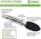 Mini Tongs with Silicone Tips 7-Inch Kitchen Tongs, Set of 3 (Black)