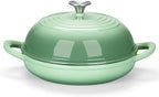 E-far Dutch Oven for Sourdough Bread Baking, 6 Qt Round Enameled Cast Iron Dutch Oven for Homemade Artisan Bread, Dome Lid & Shallow Base, Matte Black Interior & Durable, Oven-Safe to 500℉, Green