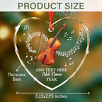 Personalized Cello Xmas Glass Ornament with Text Name & Year, Customized Cello Music Instrument Christmas Ornaments, Cellist Ornament Christmas 2025, Gift for Men Women Musician Teacher