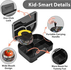 TinyPalsa Bento Box for Kids with 10oz Thermos, Durable Lunch Box with Leak Proof Insulated Food Jar, 3 Compartments with Portable Handle for Ages 3+, Dishwasher Safe, Ideal for School, Travel (Game)