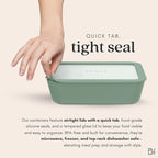 Ceramic Coated Glass Food Storage Container | No PTFE, PFOA, PFAS, and BPA | Reusable Non Toxic Meal Prep Container with Glass Lid | Easy To Store | 11 Cup Rectangle [Willow]