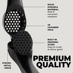 Zulay Kitchen Premium Garlic Press Set – Rust Proof & Dishwasher Safe Garlic Mincer Tool with Silicone Garlic Peeler & Brush, Easy Squeeze & Clean, Ergonomic Soft Grip Handle - Medium – Black