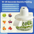 Electric Grape Peeling Machine, Garlic Peeling Machine, Automatic Peeler, Garlic Peeler Skin Remover Commercial Fruit Rechargeable Milk Tea Fruit Shop Special Equipment (White)