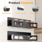 Magnetic Spice Rack for Refrigerator, 2 Pack Metal Magnetic Shelf Organizer for Fridge Side, Strong Spice Storage Rack for Kitchen, Black