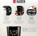 Haden Heritage 2 Slice Wide Slot Stainless Steel Toaster Bundled with 12 Cup Programmable Drip Coffee Maker Coffee Machine, Black & Copper