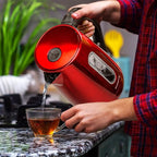 OVENTE Electric Kettle, 1.7L Stainless Steel Water Boiler and Heater with 1100W Power, Temperature Control, Keep Warm Function, Auto Shut-Off, Boil-Dry Protection and Cordless Serving, Red KS58R