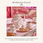 MACKENZIE-CHILDS Enamel Salad and Dessert Plate, Small Plate for Appetizers or Desserts, 8 Inches, Pink-and-White Rosy English Garden
