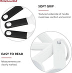 KitchenAid Universal Easy To Read Measuring Cup and Spoon Set with Soft Grip Handle for Maximum Control, Hang Hole and Nesting For Easy Storage, Dishwasher Safe, 9 Piece, White