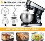 Multifunctional Stand Mixer 6.3Qt 6-Speed Tilt-head, Electric Kitchen Mixer with Stainless Steel Bowl,Meat Grinder, Juice Blender (Black)