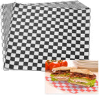 PATIKIL 8.7" x 8.7" Waxed Paper Sheets, 50Pcs Square Pattern Oil-absorbing Dry Food Wrapping Paper for Bakery Coffee Shop Home Baking Kitchen DIY, Black