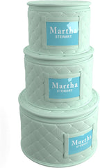 Martha Stewart Dinnerware Stemware Glassware Stackable Organizer Home Storage Container Case, 3 Piece Dinnerware Set Organizer For Dessert, Salad and Dinner Plates With Felt Dividers, Mint