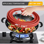 Collapsible Microwave Splatter Cover - Vented Silicone & Glass Lid with Easy-Grip Handle, Fits 6 to 8 Inch Plates & Bowls, 9 Inch Diameter, Prevents Splatters & Ensures Even Heating