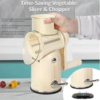 Chef Power Premium Quality Rotary Cheese Grater with Handle - Kitchen Accessories Cucumber Slicer Vegetable Salad Grater, Vegetable Grater - Cheese Grater (Beige)
