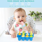 Miaowoof Silicone Popsicles Molds for Toddlers, 8-Cavity Non-BPA Premium Silicone Small Popsicle Molds, Ice Pop Mold with 8 Colorful Reusable Sticks for Kids (Blue)