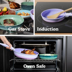 Ombré Titanium Ceramic Cookware Set Non Toxic – 8 Pcs Non Stick Pots and Pans Set with Removable Handles, Magnetic Lid & Wooden Spatula for Cooking – Oven & Dishwasher Safe (Lavender)