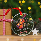 Personalized Musical Instrument Xmas Glass Ornaments, Violin Instrument Ornament for Violin Lovers, Custom Text & Name Violinist Christmas Keepsake, Music Teacher Glass Ornament 2025