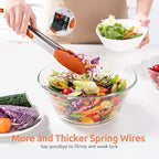 600ºF Heat Resistant Kitchen Tongs: U-Taste 12 inch Large Silicone Cooking Tong with Sturdy Non Stick Rubber Tips & Silicon Coated 18/8 Stainless Steel Handle & Smooth Locking for Serving Grill-Orange