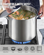 Cooks Standard 18/10 Stainless Steel Stockpot 16-Quart, Classic Deep Cooking Pot Canning Cookware with Stainless Steel Lid, Silver