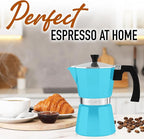 Zulay Premium Moka Pot Espresso - Leak-Proof Stovetop Espresso Maker - Perfect for Authentic Cuban & Italian Style Espresso - Makes 6 Espresso Cups - Light Blue