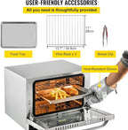 VEVOR Commercial Convection Oven, 21L/19Qt, Quarter-Size Conventional Oven Countertop, 1440W 3-Tier Toaster w/Front Glass Door, Electric Baking Oven w/Trays Wire Racks Clip Gloves, 120V