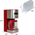 Kenmore Aroma Control 12-cup Programmable Coffee Maker, Red and Stainless Steel Drip Coffee Machine & Kenmore/Keurig/Cuisinart/Braun compatible replacement charcoal water filter 12 Pack pure