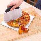 1 pcs Dough Pastry Scraper Chopper/Stainless Steel Dough Scraper Cutter with Ergonomic Rubber Non-Slip Grip/Dough Scraper Cutter/Pro Pastry Pizza Cutter Chopper (Black)