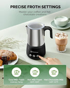 Maestri House Milk Frother, 4-in-1 Electric Milk Steamer and Frother, 16.9OZ 600W Smart Touch Control Hot and Cold Foam Maker, Memory Function for Latte, Cappuccinos, Warm Milk, Hot Chocolate Milk