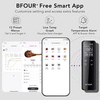 BFOUR WiFi Wireless Meat Thermometer with Standalone Base, 6 Precision Sensor, Waterproof and Heat Resistant, Intuitive Smart App, Bluetooth Meat Thermometer for Cooking, BBQ, Oven, Grill, Smoker