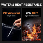 Smart Bluetooth Wireless Meat Thermometer, Real-Time Monitoring Control Digital Thermometer with Smart App, Meat Probe IP67 Waterproof High Accuracy Perfect for BBQ, Oven, Grill & Smoker