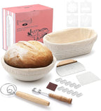 Saint Germain Bakery Premium Round Bread Banneton Basket with Liner - Perfect Brotform Proofing Basket for Making Beautiful Bread - (9 in. Round/10 in. Oval)