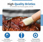 ANGEL’S PEEL LOUNGE Pastry Brush for Baking - Basting Brush with Wooden Handle Flat and Round Heads - Food Brushes for Cooking - Best for BBQ, Egg, Butter, Oil and Sauce – 2 PCS