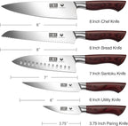 HOSHANHO 5-Piece Japanese Style Kitchen Knife Set,Professional Ultra Sharp High-Carbon Stainless Steel Chefs Knives with Ergonomic Wood Handle,Elegant Box Packaging