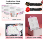 Silicone Jumbo Muffin Pan with Metal Frame, Non Stick Food Grade Silicone Large Muffin Pan, with Handles 6 Cup,BPA-Free and Dishwasher Safe, Jumbo Cupcake Pans - 2 Piece Pink