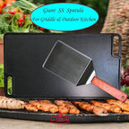 La Cuisine Extra-Wide Spatula Stainless Steel with Wooden Handle for BBQ Flat Top Griddle Blackstone Grill Pancake Smash Burger Tool Hamburger Turner, Heavy-duty 5x6” Stainless Steel, 1 Pound Weight