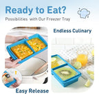 Silicone Freezer Tray with Lid Soup Freezer Container Molds with Steel Reinforced Rim Ice Cube Freezer Molds for Soup, Sauce, Leftovers, Homemade Meal Prep Containers Food Prep Home Essentials