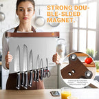 Magnetic Knife Block Without Knives Large Double Side Magnetic Knife Holder Stand with Strong Magnet, Stainless Steel Knife Storage Organizer for Kitchen Counter Knife Rack Three Magnet Strip