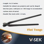 Blacksmith Tongs Set - V-Bit Blade, Flat, and Assembled Tongs for Knife Making, Blacksmithing, and Bladesmithing (3PCS Steel Forge Tongs)
