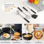 Stainless Steel Cooking Utensils Set, 4-piece Kitchen Utensil Set with PP Handles, Dishwasher Safe, Non-Stick and Heat Resistant, Spoons, Spatula for Cooking