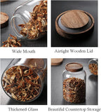 Large Glass Jars with Airtight Wooden Lid, Food Storage Glass Canister, Clear Cereal Storage Container for Flour, Sugar, Coffee Beans, Snack (1 Gallon (4000ml))