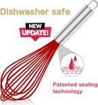 Silicone Rubber Whisk,Premium Whisks For Cooking Non Scratch,Stainless Steel & Silicone Wisk For Nonstick Cookware Pans, High Heat Resistant kitchen Whisks set of 3,Red+Blue+Green