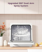 HAVA Countertop Dishwasher with Water Softener and Enhanced Energy Efficiency, Portable Dishwasher with 8 Wash Programs, Child Lock & Delayed Start Function, No Installation Needed - Misty Lilac