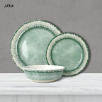 AELS Melamine Dinnerware Set of 12 Pcs Dinner Dishes Set for Indoor and Outdoor Use, Dishwasher Safe, Lightweight Unbreakable, BPA Free, Sage Green
