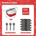 Ruckae 5oz 100 Pcs Square Mini Loaf Pans with Lids-Disposable Foil Dessert Containers,Mini Cake Pans with Lids,Aluminum Dessert Cups for Parties and Weddings (Red, 5oz)