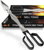 Shark BBQ Grill Tongs - 17 inch Black. Professional kitchen and outdoor grilling utensil. Long reach Barbeque Grilling Tongs. Ideal for steak, fish, burger, and sausage