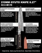 Japanese Chef Knife Kitchen Knife with 67 Layers Damascus Steel AUS-10 Core, Professional Damascus Knife with Full-Tang Ebony Wood Handle and Premium Gift Box(8.27 Inch Gyuto Chef Knife)