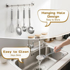 8 Pcs Cooking Utensils Set, Stainless Steel Kitchen Utensils, Heat Resistant Metal Kitchen Tools Include Solid & Slotted Spatula, Serving Spoon, Ladle, Pasta Server,Potato Maseher, Egg Whisk, Silver